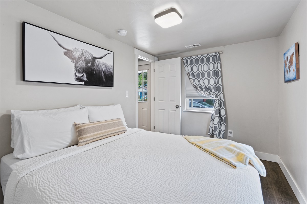 a clean bedroom in a vacation rental